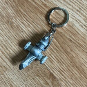 Silver Spaceship Keychain